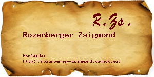 Rozenberger Zsigmond névjegykártya